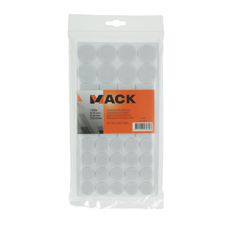Mack 1048761 - assortimento feltro autoadesivo bianco | 12 pezzi