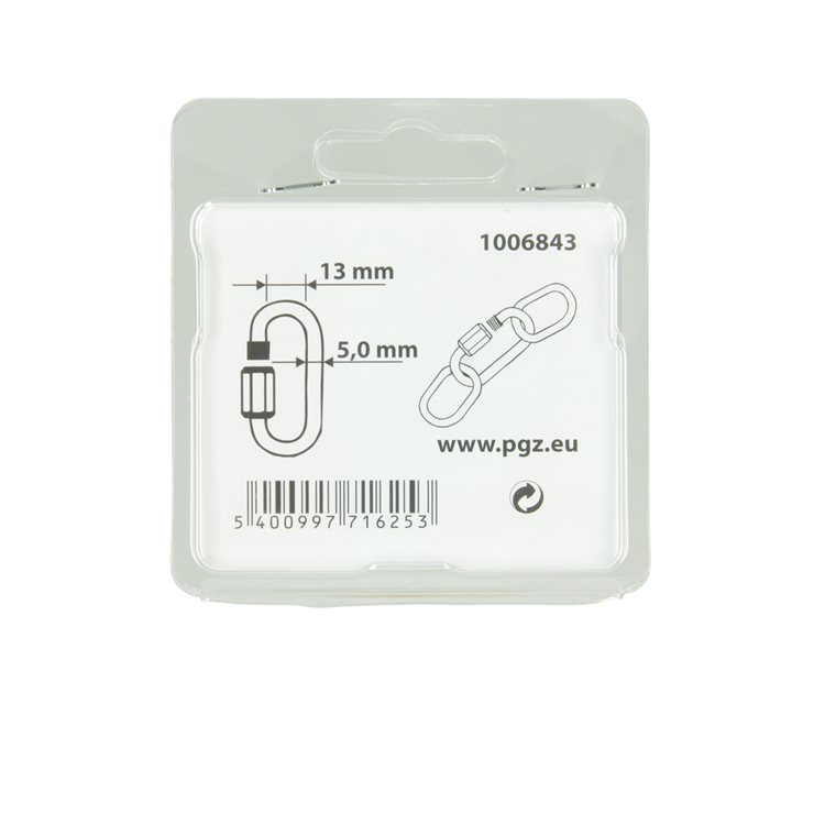 Mack 1006843 - 2 eslabones vacíos galvanizados + tuerca bl 5mm | 5 piezas