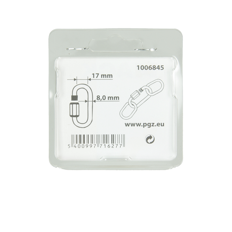 Mack 1006845 - 1 eslabón vacío galvanizado + tuerca BL 8mm | 5 piezas