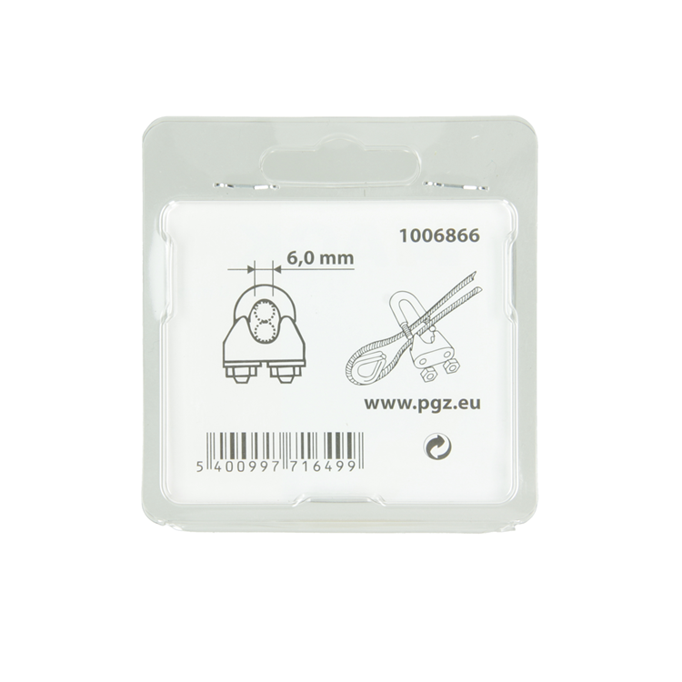 Mack 1006866 - 4 abrazaderas de alambre de acero crosby galvanizado 6mm bl | 5 piezas
