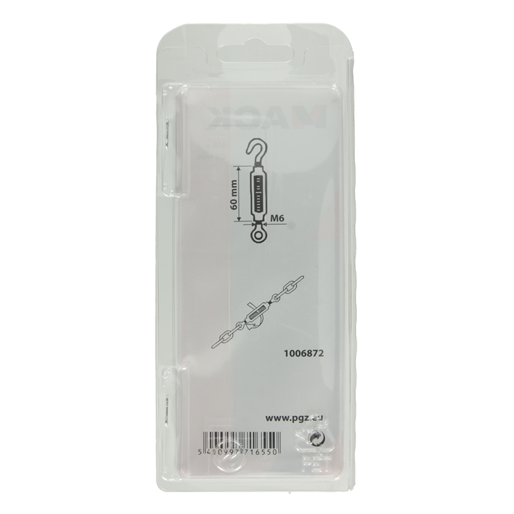 Mack 1006872 - 2 tensores: ojo + gancho galvanizado m6x60mm bl | 5 piezas