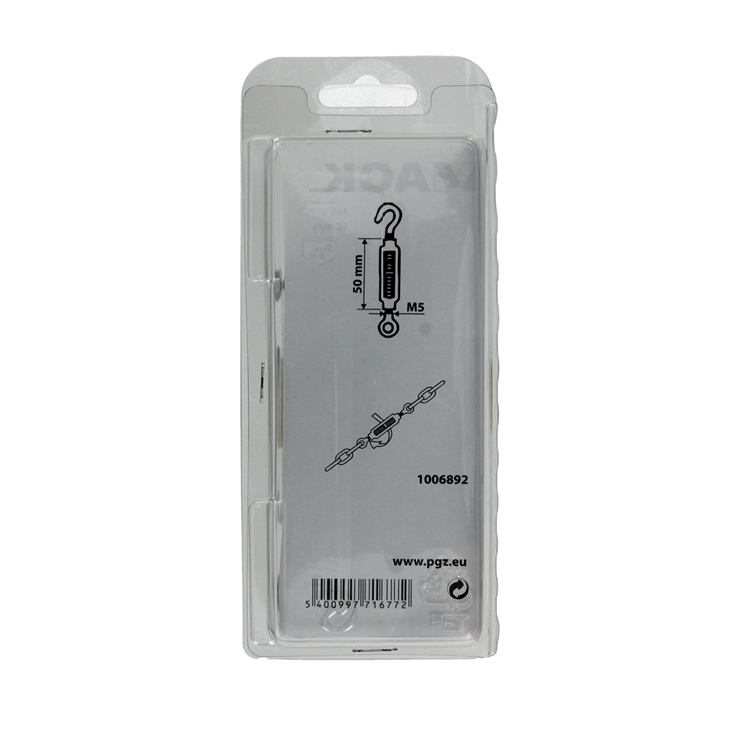Mack 1006892 - 2 tensores: ojo + gancho acero inoxidable 5mmx50 bl | 5 piezas