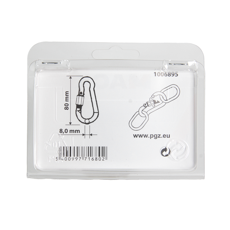 Mack 1006895 - 1 mosquetón + candado. galvanizado 8mm azul | 5 piezas