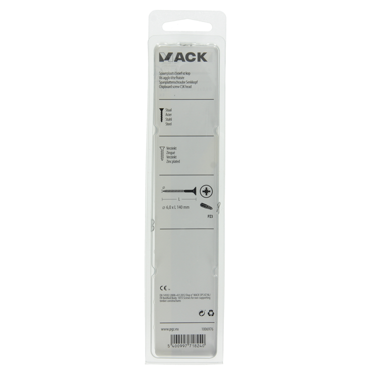 Mack 1006976 - tornillo para aglomerado con cabeza galvanizado amarillo 4uds 6 x 140mm | 5 piezas