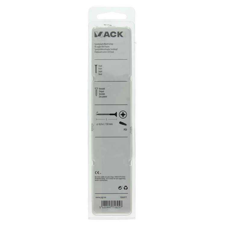 Mack 1006977 - tornillo para aglomerado con cabeza galvanizado amarillo 4uds 6 x 150mm | 5 piezas