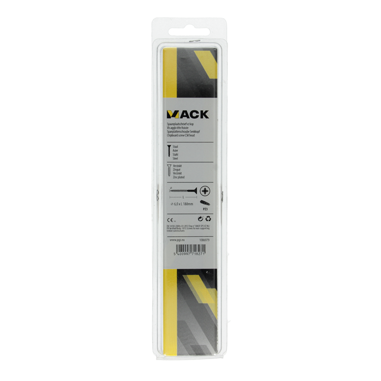 Mack 1006979 - tornillo para aglomerado con cabeza galvanizado amarillo 4uds 6 x 180mm | 5 piezas