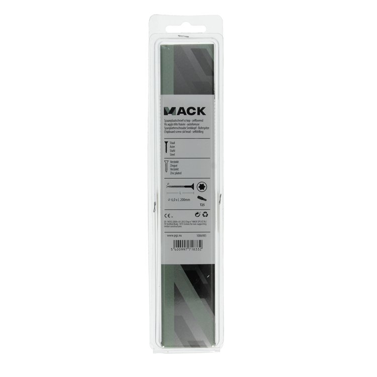 Mack 1006985 - chip plsrf. vzkop-selfb amarillo galvanizado 4 piezas 6 x 200 mm | 5 piezas