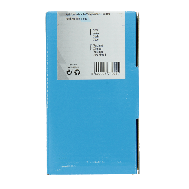 Mack 1007077 - perno macho + tuerca galvanizado 100 piezas 8 x 20 mm | 3 piezas