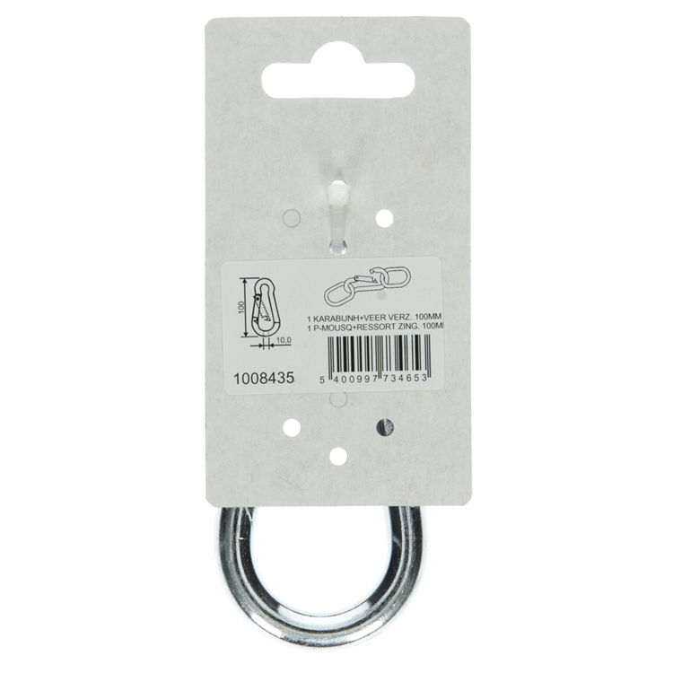Mack 1008435 - 1 mosquetón + muelle 10 x 100mm galvanizado | 10 piezas
