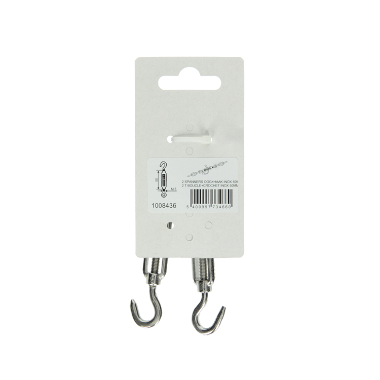 Mack 1008436 - 2 tensores ojo + gancho m5 x 50mm acero inoxidable | 10 piezas