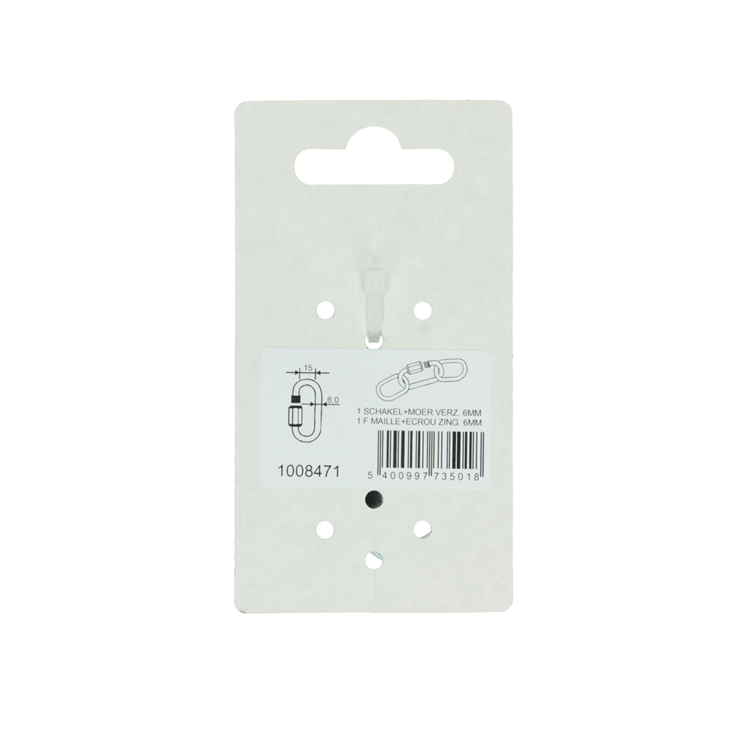Mack 1008471 - 1 eslabón vacío + tuerca 6mm galvanizada | 10 piezas