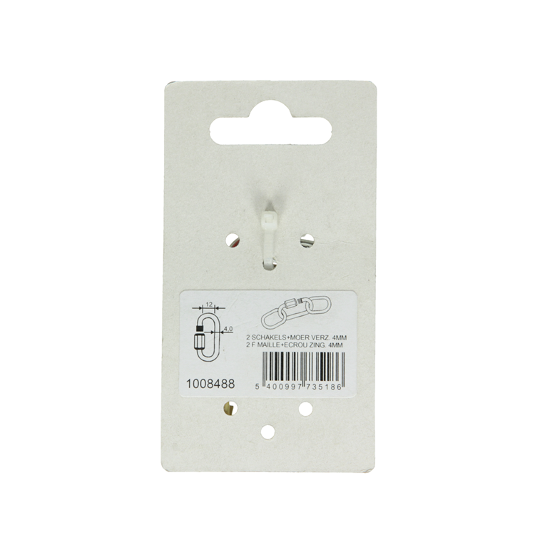 Mack 1008488 - 2 eslabones vacíos + tuerca 4mm galvanizada | 10 piezas