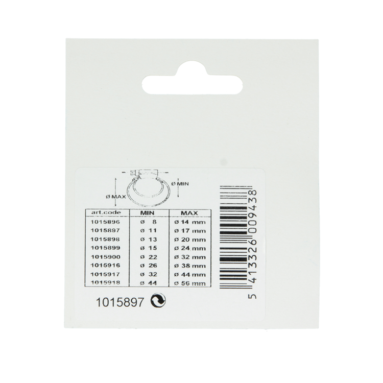 Mack 1015897 - Tarjeta 2 anillos tensores galvanizados 11x17mm | 10 piezas