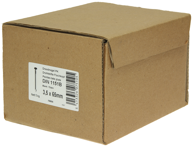 1015648 - caja 5kg. clavos cabeza plana 3,5x65 mm | 2 piezas