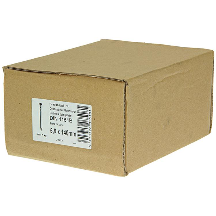 1015656 - caja 5kg. clavos cabeza plana 5,0x140 mm | 2 piezas