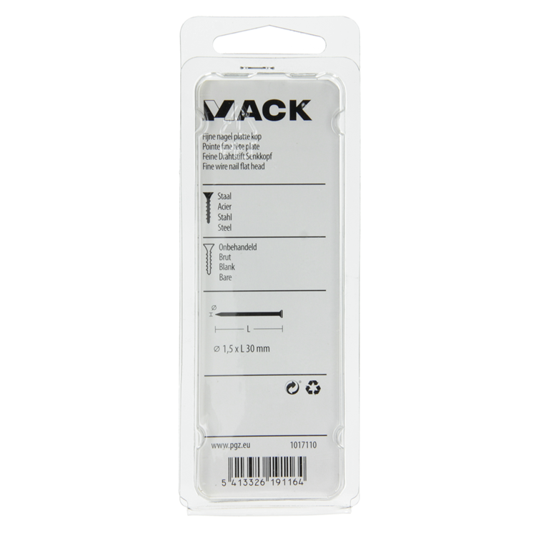Mack 1017110 - Clavo fino cabeza plana 85 gr 1,5 x 30 mm | 5 piezas