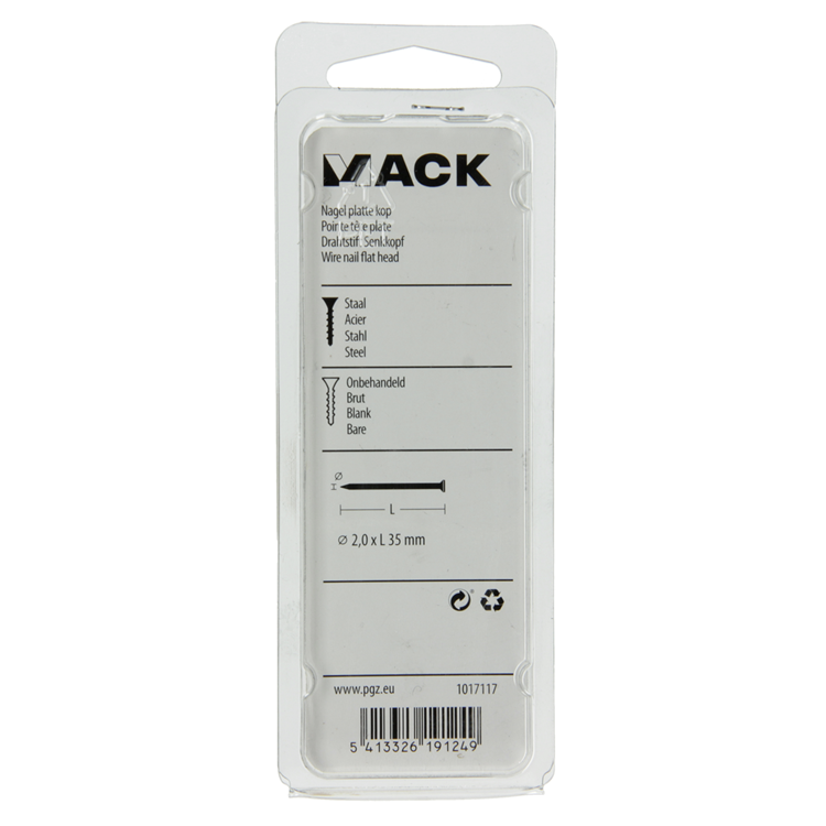 Mack 1017117 - clavo cabeza plana 100 gr 2,0 x 35 mm | 5 piezas