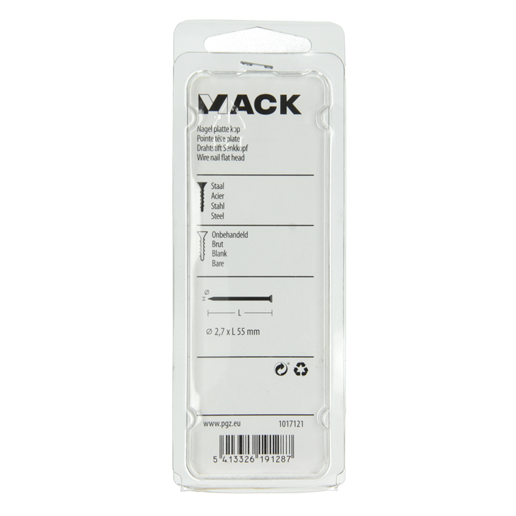 Mack 1017121 - clavo cabeza plana 120 gr 2,7 x 55 mm | 5 piezas