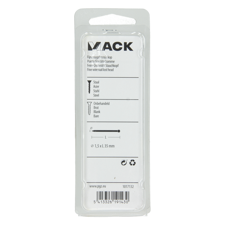 Mack 1017132 - Clavo fino cabeza redonda 85 gr 1,5 x 35 mm | 5 piezas