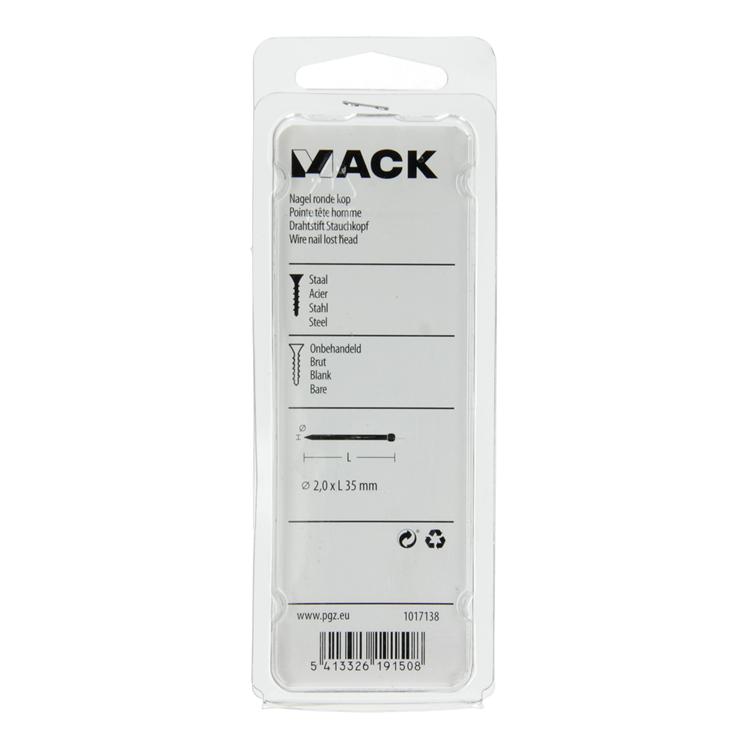 Mack 1017138 - clavo cabeza redonda 100 gr 2,0 x 35 mm | 5 piezas