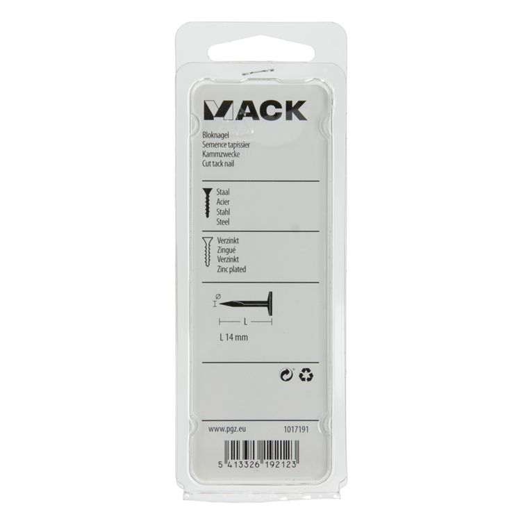 Mack 1017191 - bloque clavo acero galvanizado 50 gr14 mm | 10 piezas
