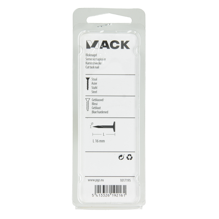 Mack 1017195 - bloque clavo acero pavonado 50 gr16 mm | 10 piezas