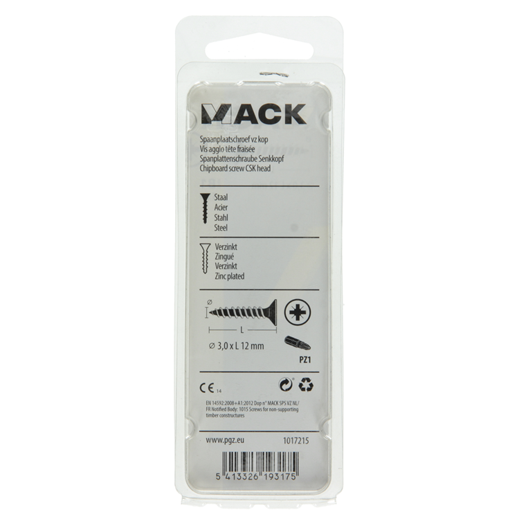 Mack 1017215 - tornillo para aglomerado con cabeza chapada en amarillo 55 piezas 3,0 x 12 mm | 10 piezas