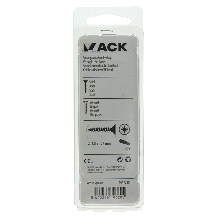 Mack 1017218 - tornillo para aglomerado con cabeza chapado en amarillo 40 piezas 3,0 x 25 mm | 10 piezas