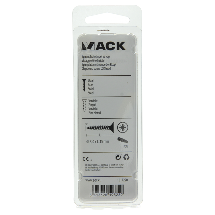 Mack 1017220 - tornillo para aglomerado con cabeza chapada en amarillo 30 piezas 3,0 x 35 mm | 10 piezas