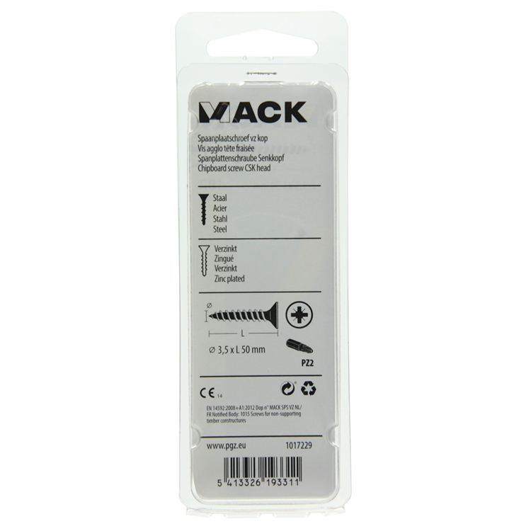 Mack 1017229 - tornillo para aglomerado con cabeza chapada en amarillo 14 piezas 3,5 x 50 mm | 10 piezas