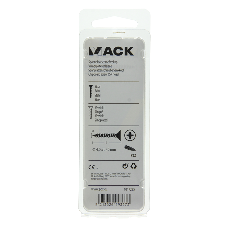 Mack 1017235 - tornillo para aglomerado con cabeza chapado en amarillo 18 piezas 4,0 x 40 mm | 10 piezas