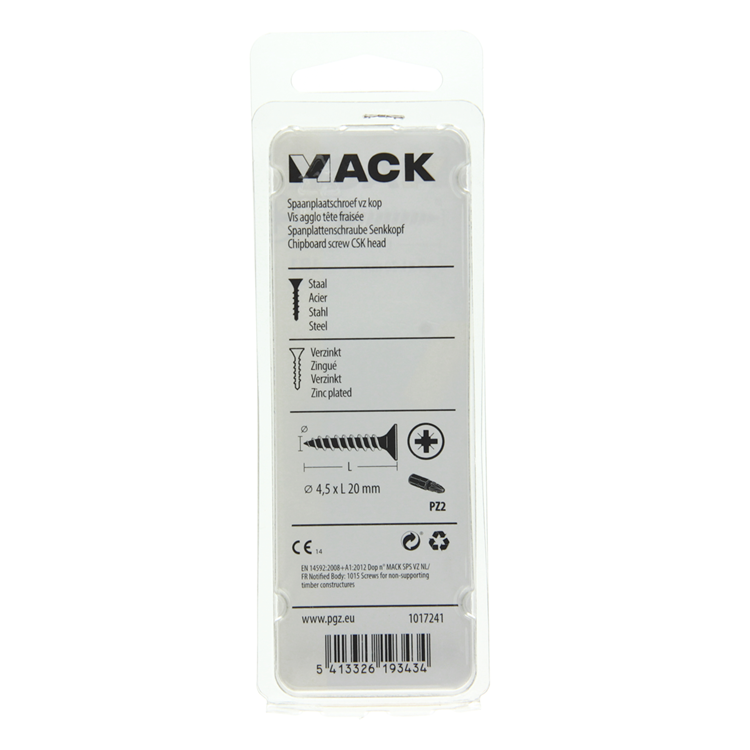 Mack 1017241 - tornillo para aglomerado con cabeza chapado en amarillo 24 piezas 4,5 x 20 mm | 10 piezas