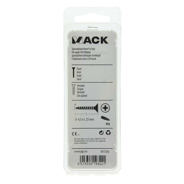 Mack 1017242 - tornillo para aglomerado con cabeza chapado en amarillo 20 piezas 4,5 x 25 mm | 10 piezas