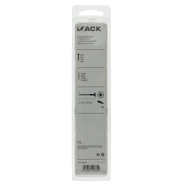 Mack 1017262 - vite per truciolare con testa placcata gialla. 4 pezzi 5,0 x 100 mm | 5 pezzi
