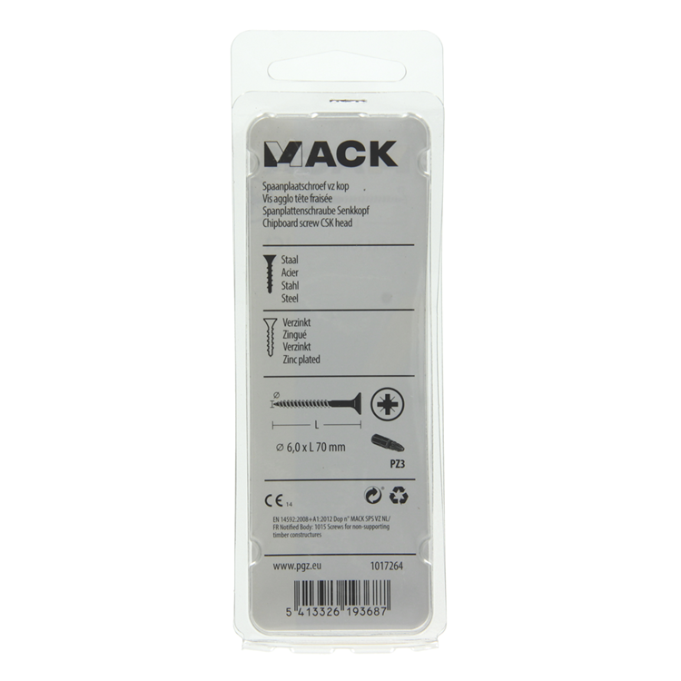 Mack 1017264 - Tornillo para aglomerado con cabeza chapada en amarillo. 5 piezas 6,0 x 70 mm | 10 piezas