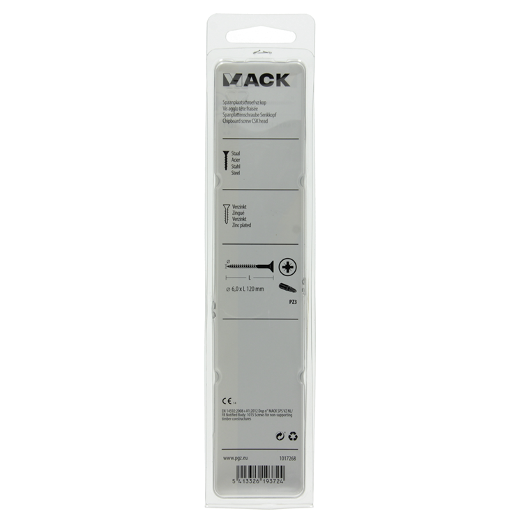 Mack 1017268 - tornillo para aglomerado con cabeza chapada en amarillo. 4 piezas 6,0 x 120 mm | 5 piezas