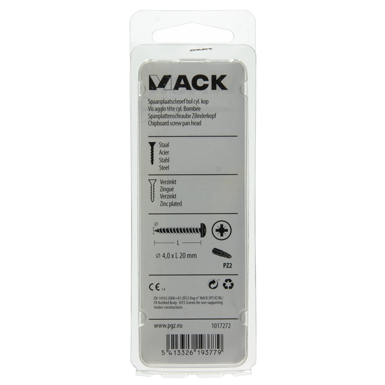 Mack 1017272 - tornillo para aglomerado cabeza cilíndrica chapado en amarillo 30 piezas 4,0 x 20 mm | 10 piezas