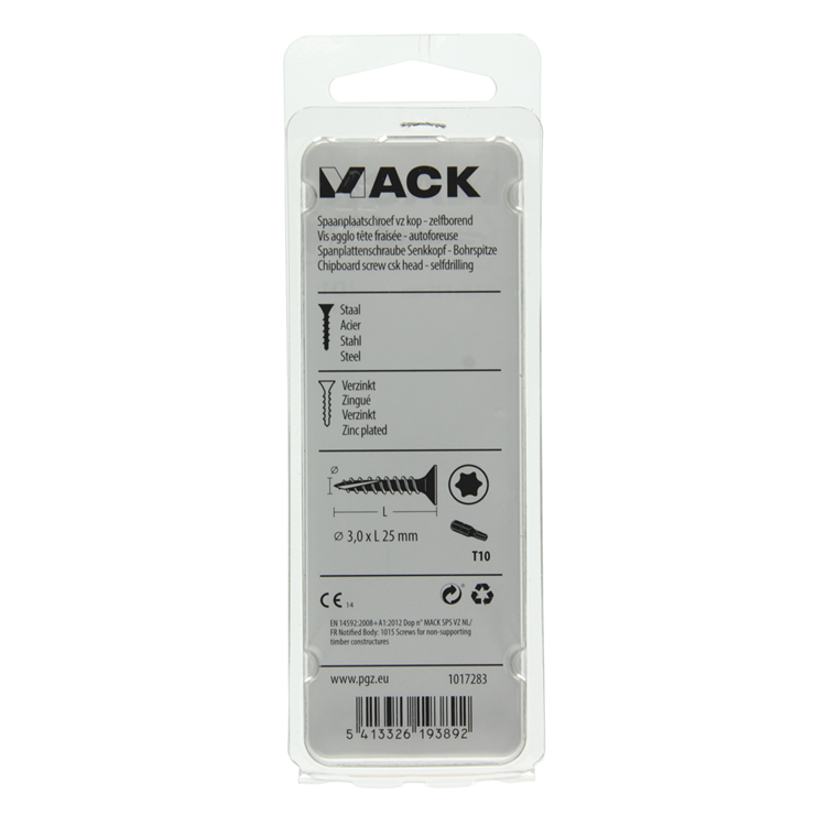 Mack 1017283 - españaplschr.vzkop-selfb. chapado en amarillo 40 piezas 3,0 x 25 mm | 10 piezas