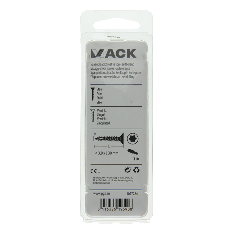 Mack 1017284 - españaplschr.vzkop-selfb. chapado en amarillo 35 piezas 3,0 x 30 mm | 10 piezas