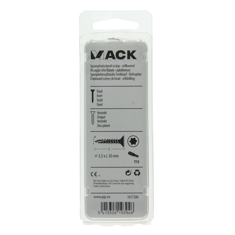 Mack 1017288 - españaplschr.vzkop-selfb. chapado en amarillo 26 piezas 3,5 x 30 mm | 10 piezas