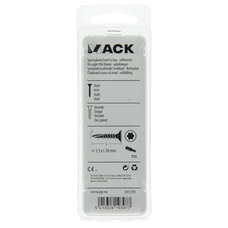 Mack 1017291 - españaplschr.vzkop-selfb. chapado en amarillo 14 piezas 3,5 x 50 mm | 10 piezas