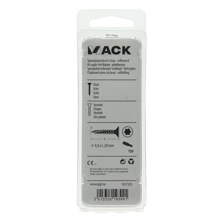 Mack 1017293 - españaplschr.vzkop-selfb. chapado en amarillo 30 piezas 4,0 x 20 mm | 10 piezas