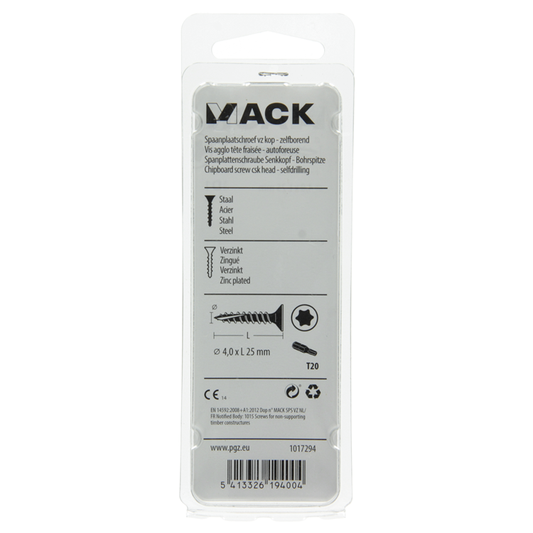 Mack 1017294 - españaplschr.vzkop-selfb. chapado en amarillo 25 piezas 4,0 x 25 mm | 10 piezas