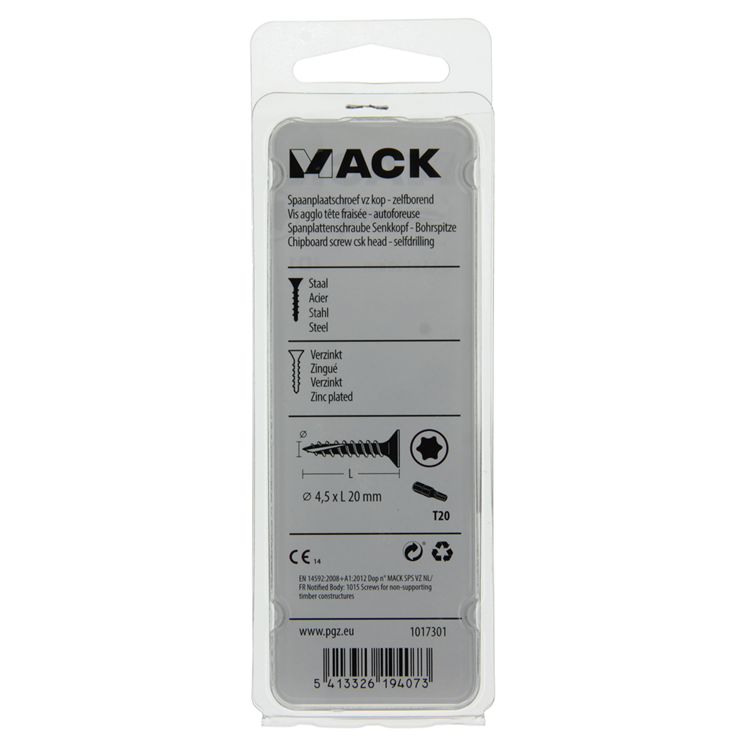 Mack 1017301 - spainplschr.vzkop-automontaje chapado en amarillo 24 piezas 4,5 x 20 mm | 10 piezas