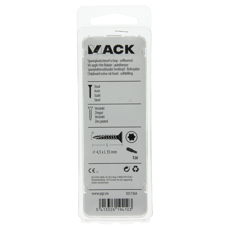 Mack 1017304 - españaplschr.vzkop-selfb. chapado en amarillo 16 piezas 4,5 x 35 mm | 10 piezas