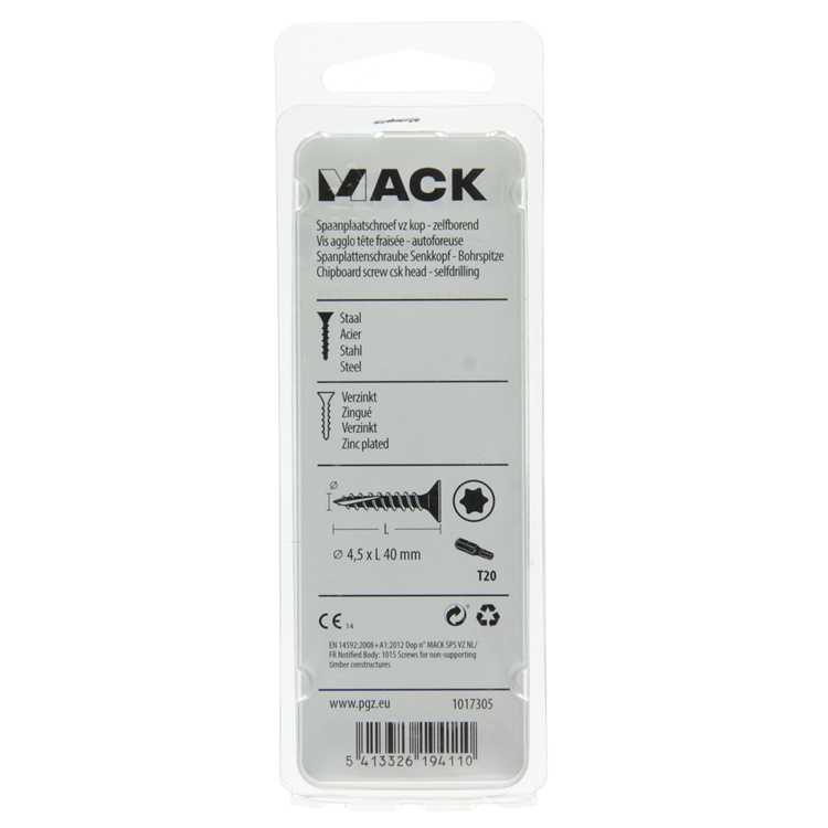 Mack 1017305 - spainplschr.vzkop-automontaje chapado en amarillo 15 piezas 4,5 x 40 mm | 10 piezas