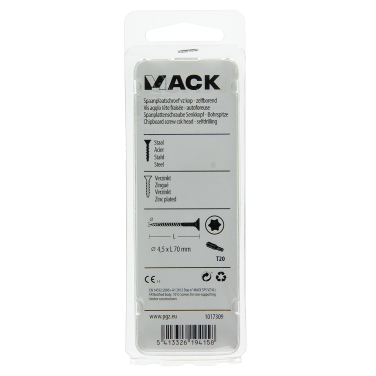 Mack 1017309 - españaplschr.vzkop-selfb. chapado en amarillo 9 piezas 4,5 x 70 mm | 10 piezas