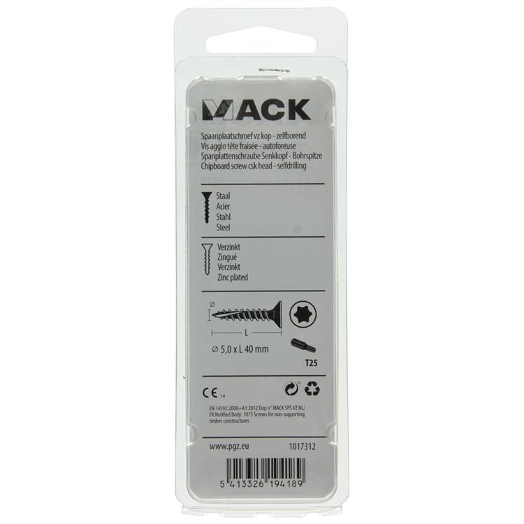Mack 1017312 - spainplschr.vzkop-automontaje chapado en amarillo 12 piezas 5,0 x 40 mm | 10 piezas
