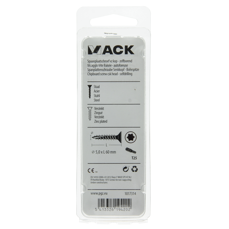 Mack 1017314 - españaplschr.vzkop-selfb. chapado en amarillo 8 piezas 5,0 x 60 mm | 10 piezas