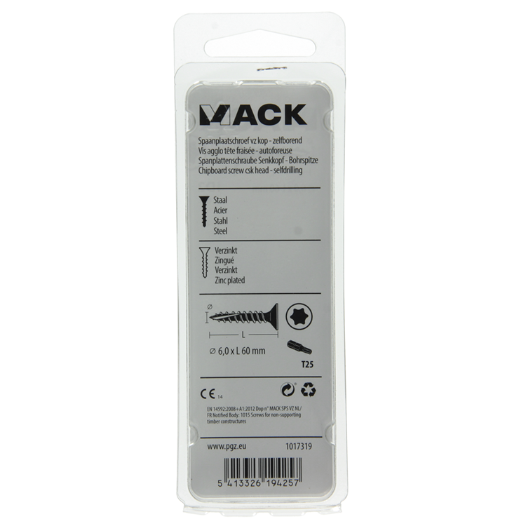 Mack 1017319 - españaplschr.vzkop-selfb. chapado en amarillo 6 piezas 6,0 x 60 mm | 10 piezas